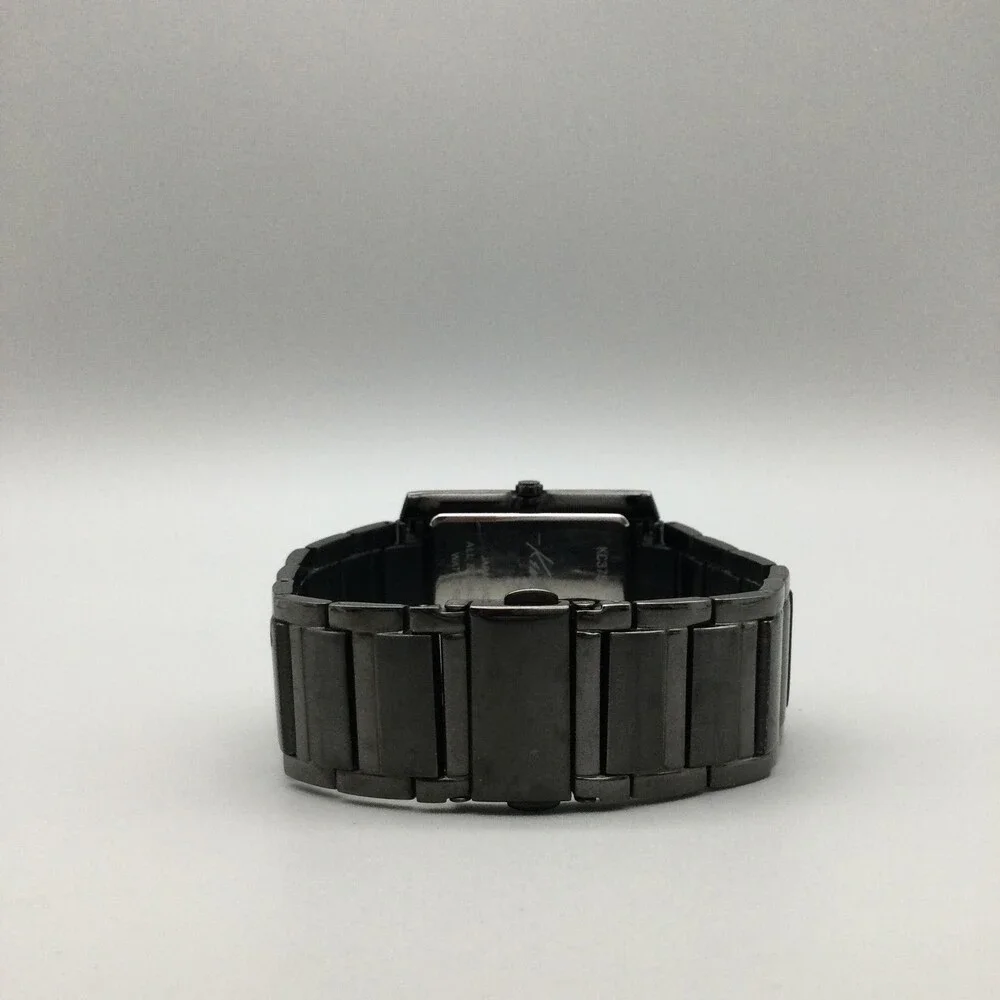 Kenneth Cole Mens Watch 33mm Tank Gunmetal Stainless KC3757 New Battery 7.75